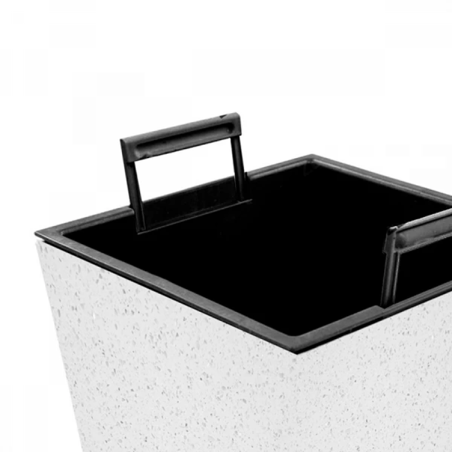 Кашпо для цветов Б (с внутренним горшком) белый мрамор